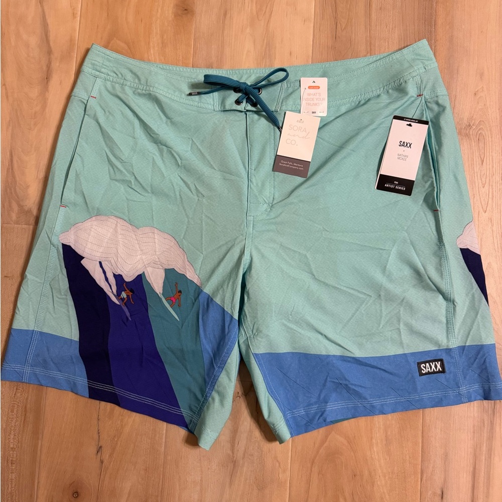 NWT Saxx x Nathan McKee Betawave 19” 2n1 Shorts Size 40